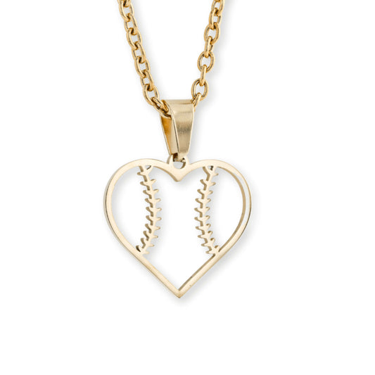 Heart Seams Softball Necklace | Stainless Steel