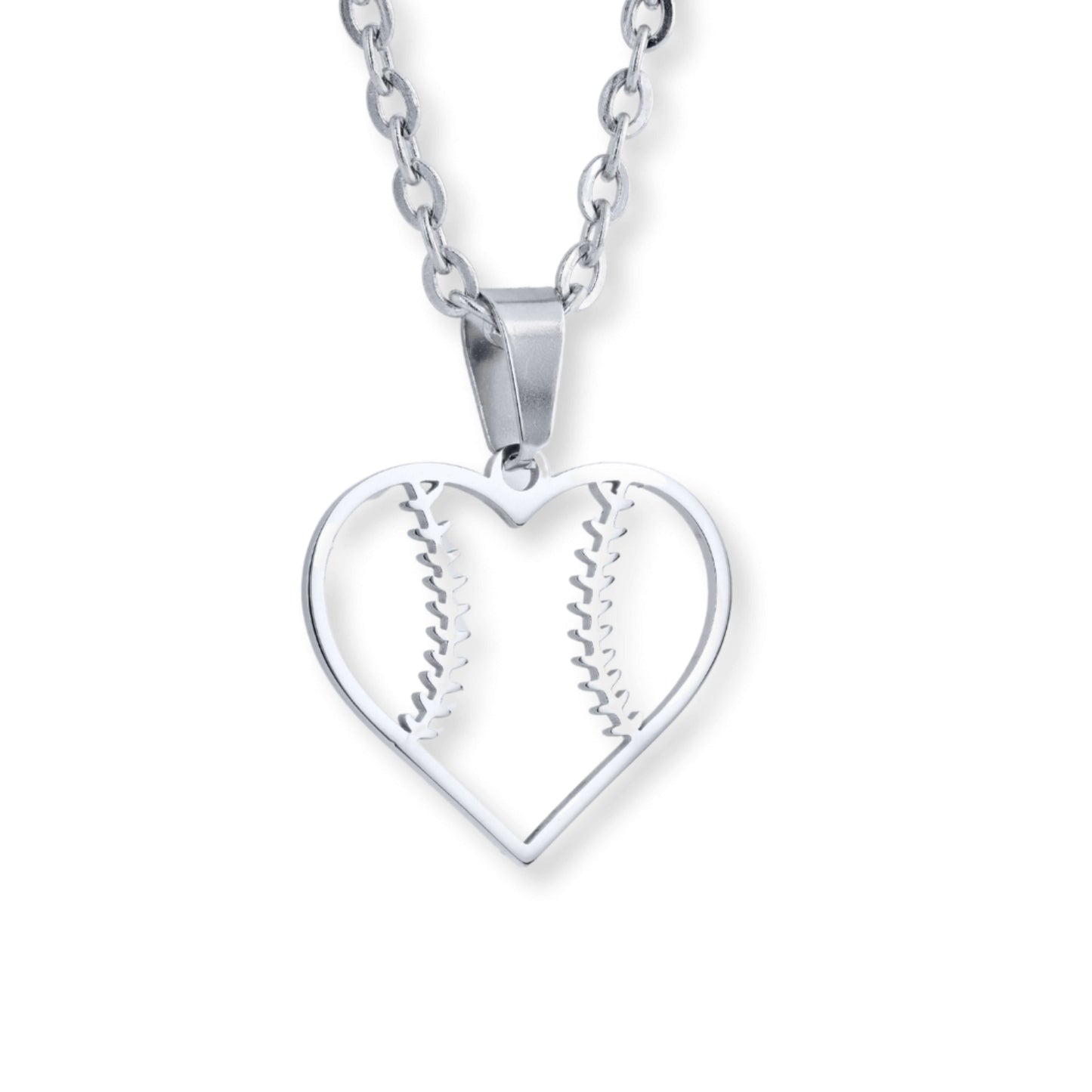 Heart Seams Softball Necklace | Stainless Steel