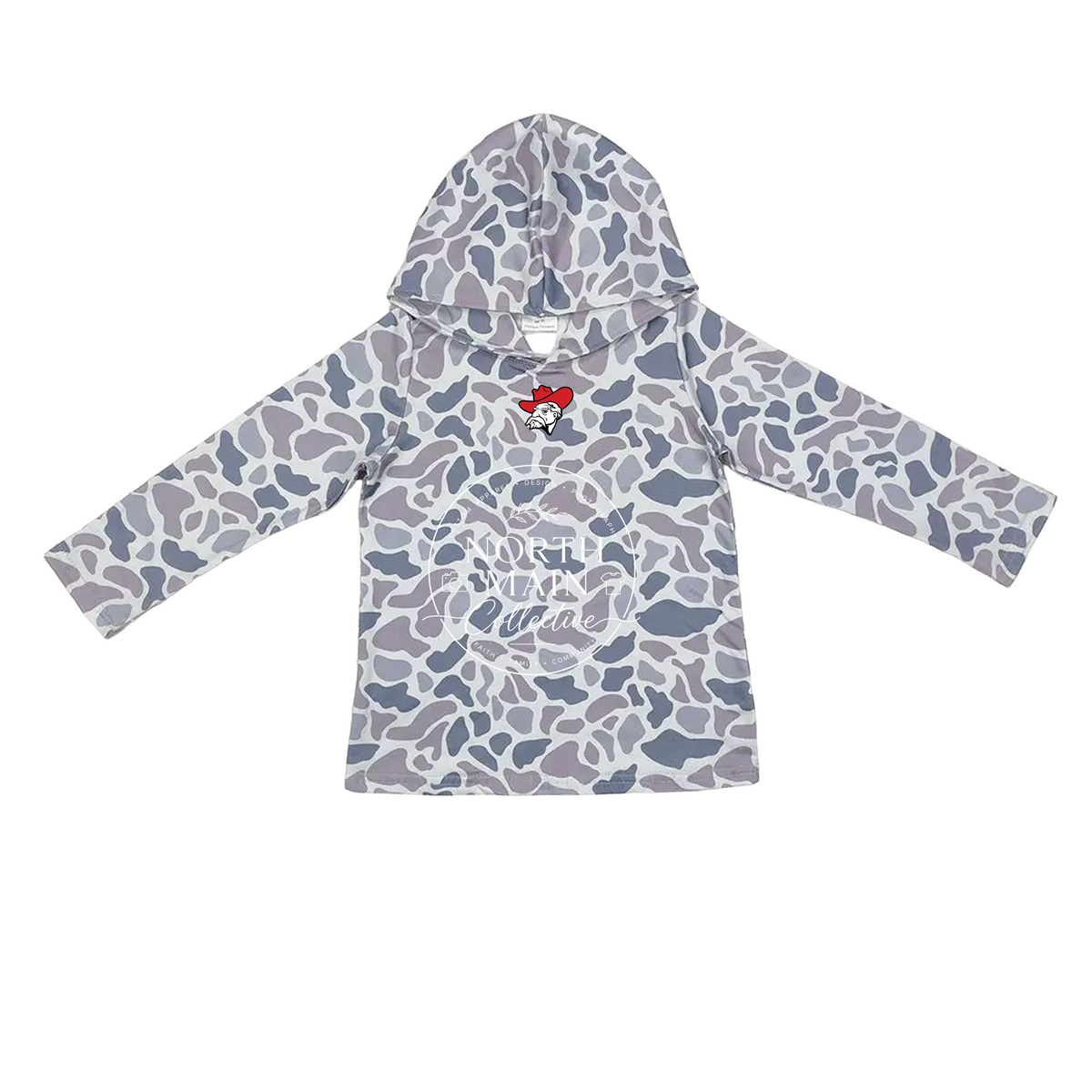 Mascot Long Sleeve Grey Camo Performance Hoodie (Youth)
